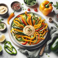 Crunchy Bell Pepper Strips with Creamy Hummus Delight