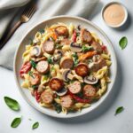 Savory Turkey Sausage Pasta in Creamy Mushroom Sauce