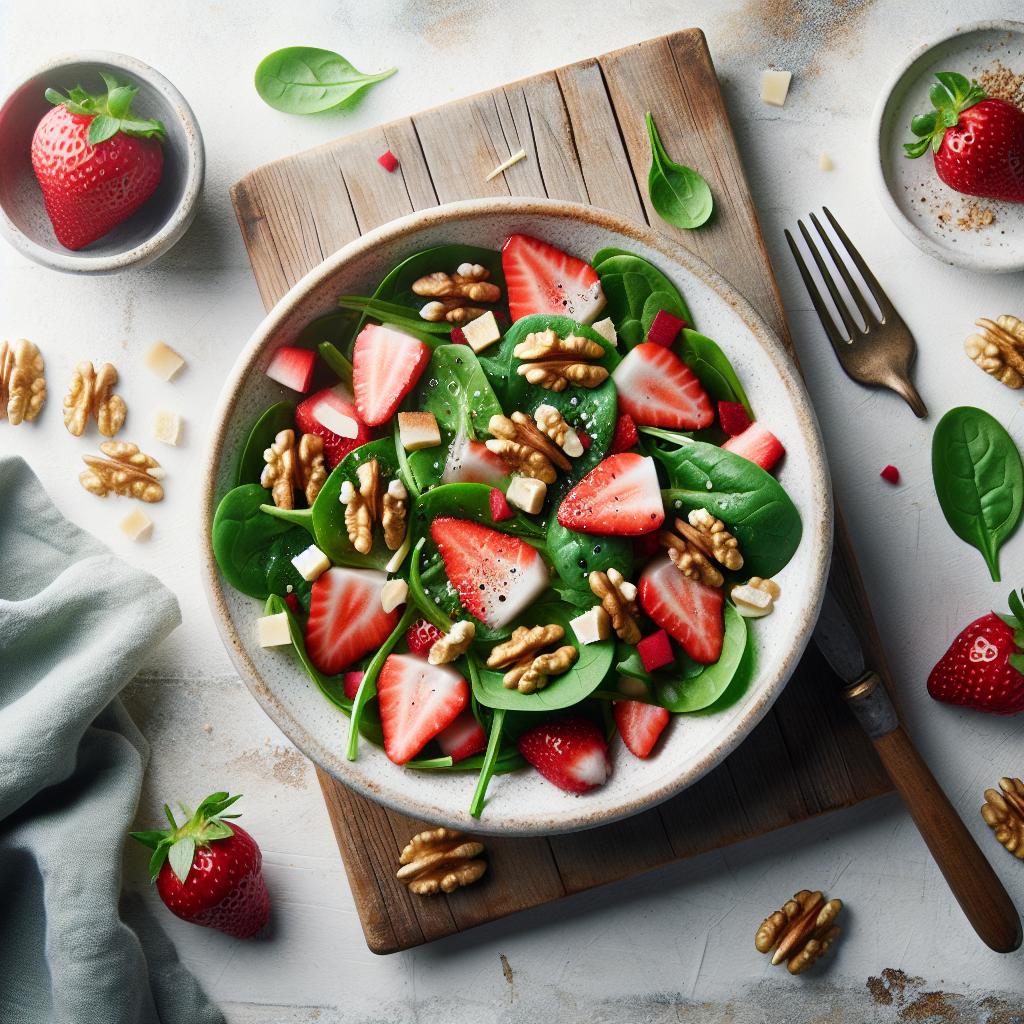Refreshing Strawberry Spinach Salad with Crunchy Walnuts Delight