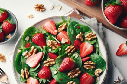 Refreshing Strawberry Spinach Salad with Crunchy Walnuts Delight