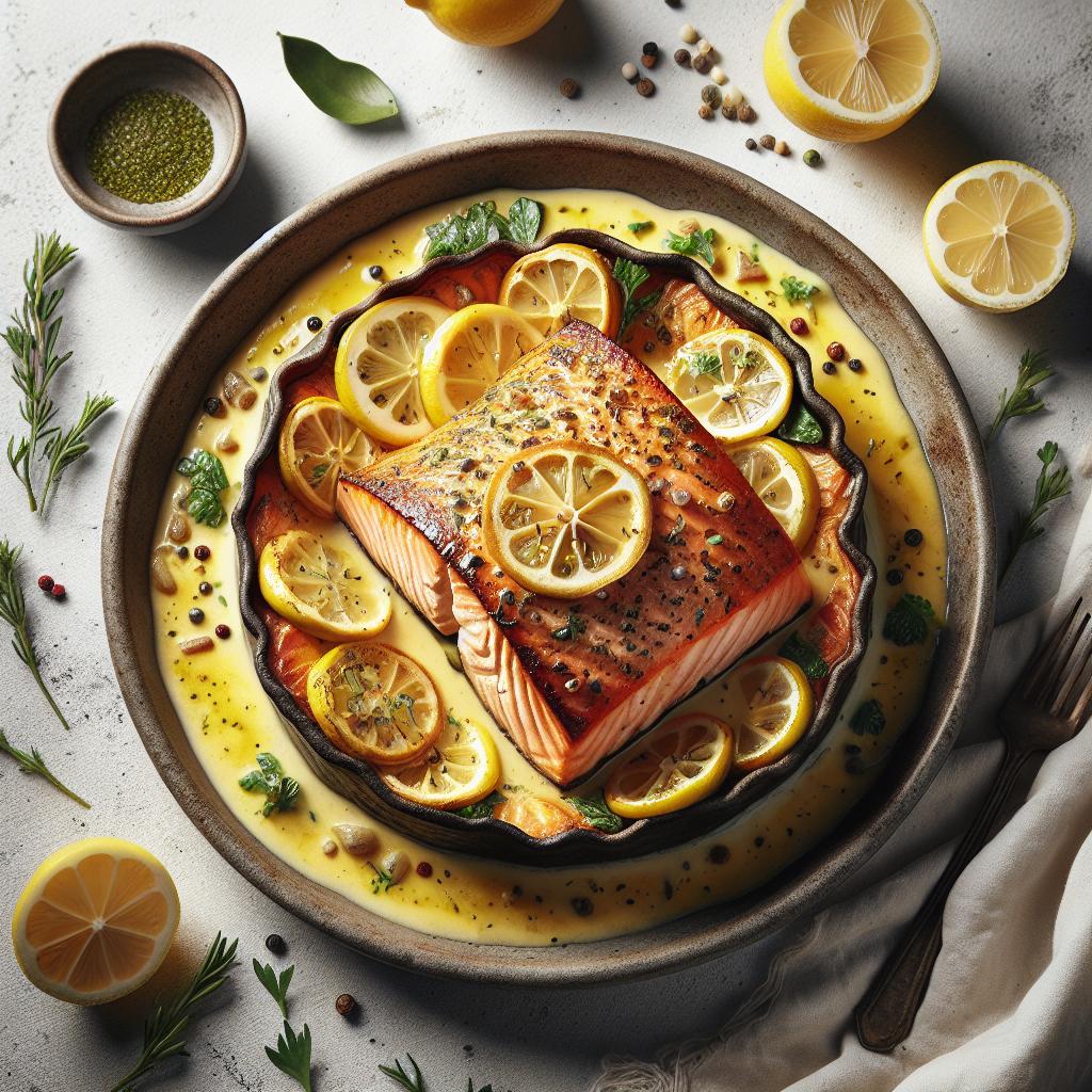 Luscious Baked Salmon with Zesty Lemon Butter Sauce Delight